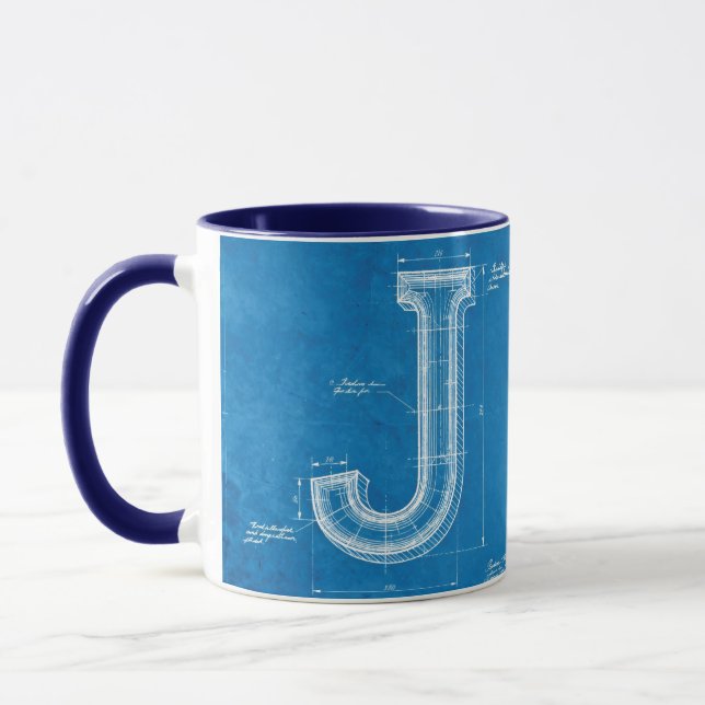 Mug Monogramme lettre J plan (Gauche)