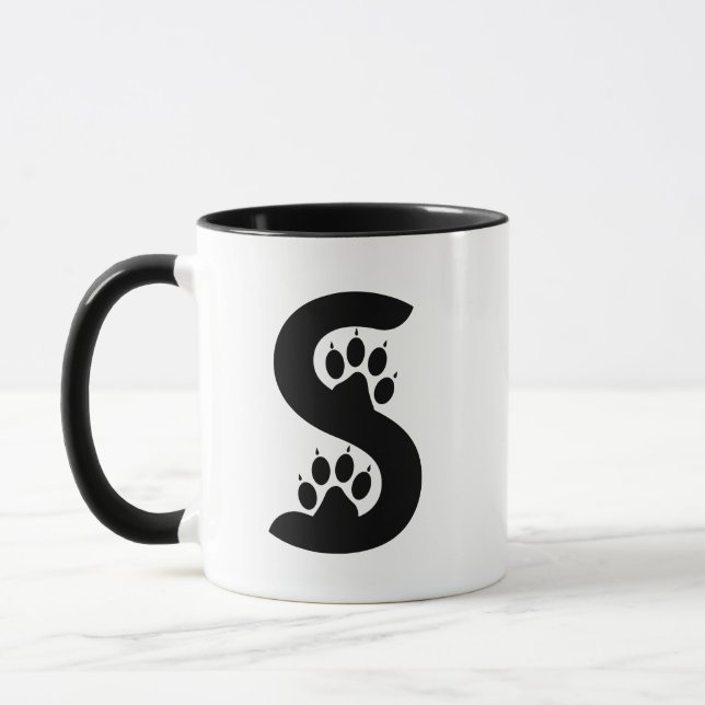Mug Monogramme lettre S empreintes de patte d'ours (Gauche)