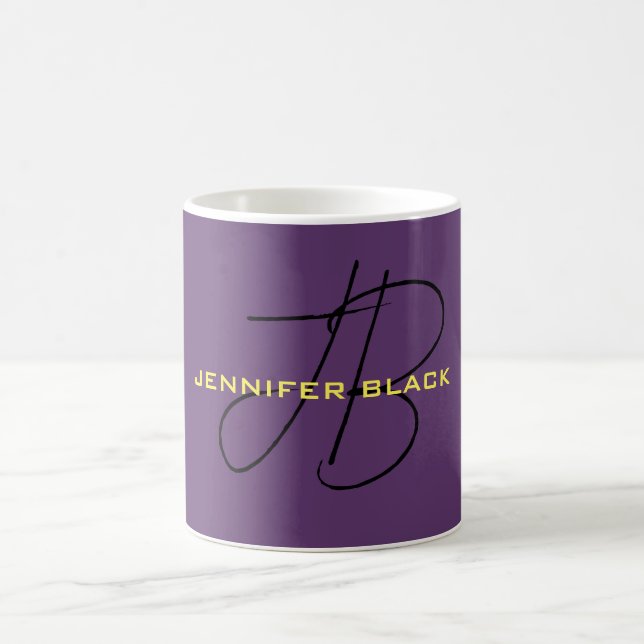 Mug Monogramme Lettres initiales Indigo minimaliste mo (Centre)