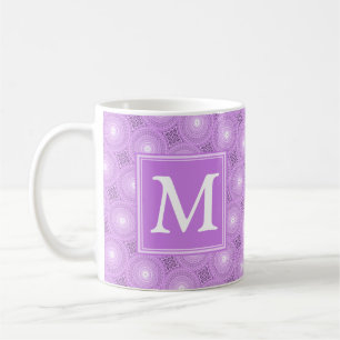 Mug Monogramme lilas cercles pourpres motif