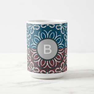 Mug Monogramme Maillé Bleu Mauve Branché Demi-Teinte