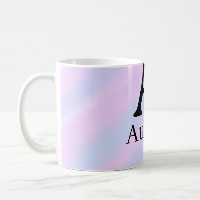 Mug Monogramme majuscule masculine ajouter un nom past (Gauche)