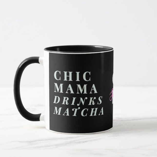 Mug Monogramme Maman Drôle Thème Thé Matcha Minimalist (Gauche)