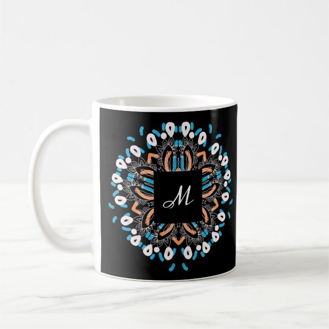 Mug Monogramme Mandala Gold Torquoise (Gauche)