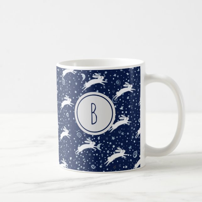 Mug Monogramme Marine Bleu lapin céleste Stars de lapi (Droite)