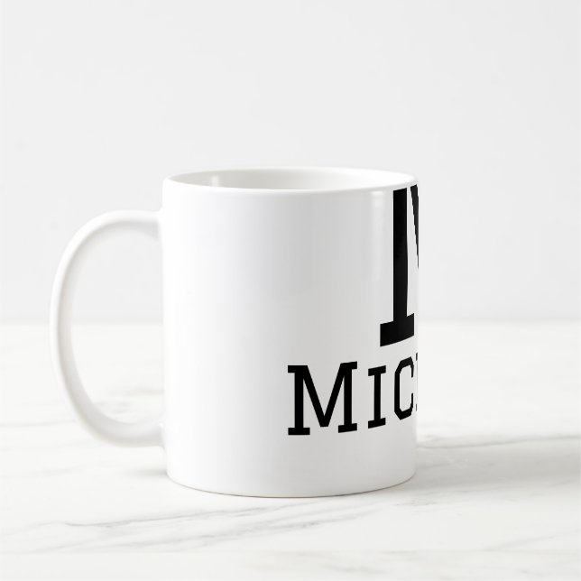 Mug Monogramme masculin majuscule ajouter un nom simpl (Gauche)