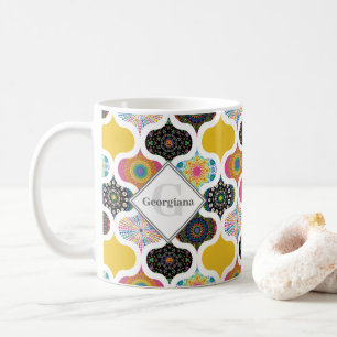 Mug Monogramme Maximaliste Arc-en-ciel Dot Mandalas Pa