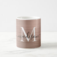 Monogramme métallique rose or rose Nom du script