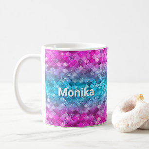 Mug Monogramme mignon de sirène mauve turquoise