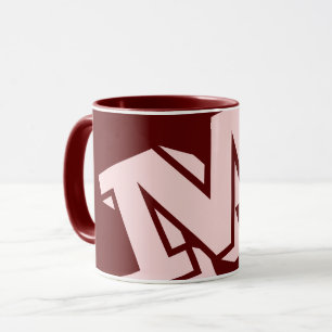 Mug Monogramme Minimal Gras Rose Pâle Bordeaux Bourgog