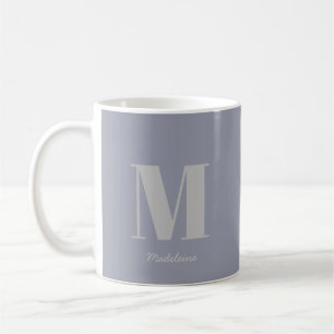 Mug Monogramme minimal moderne Nom gris initial