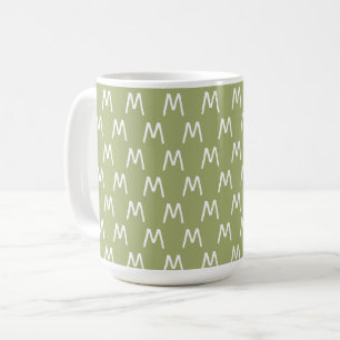 Mug Monogramme minimaliste vert et blanc
