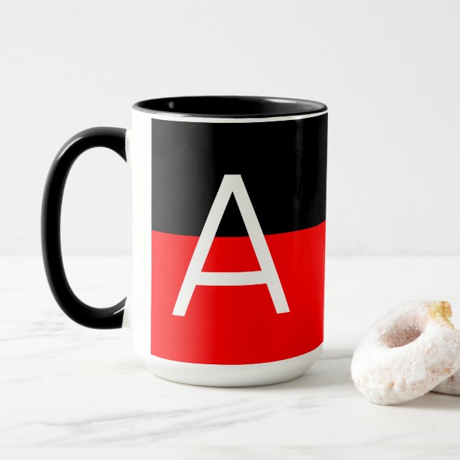Mug Monogramme moderne à deux tons (Avec donut)