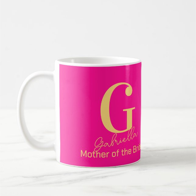 Mug Monogramme Moderne de la Mère de la Mariée (Gauche)