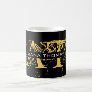 Mug Monogramme moderne en noir et or