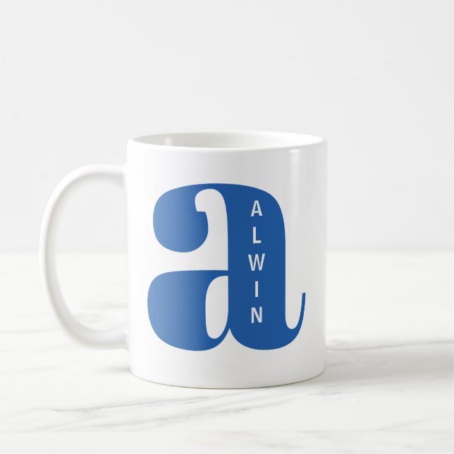 Mug Monogramme moderne initial avec nom personnalisé (Gauche)