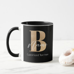 Mug Monogramme moderne Initiale B & Nom Personnalisé