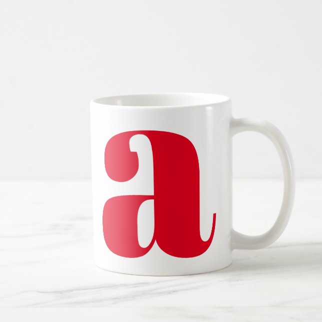 Mug Monogramme Moderne Initiale en Rouge (Droite)