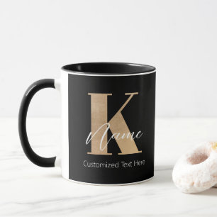 Mug Monogramme moderne Initiale K & Nom Personnalisé