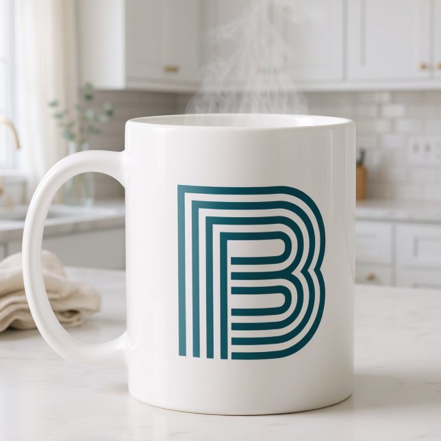 Mug Monogramme Moderne Initiale Lettre Élégante Vert T (Créateur téléchargé)