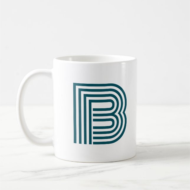 Mug Monogramme Moderne Initiale Lettre Élégante Vert T (Gauche)