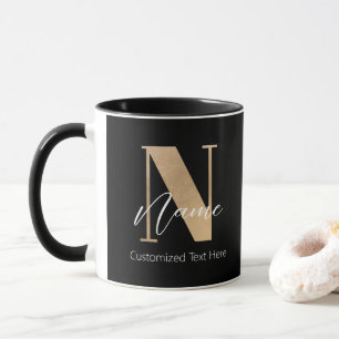 Mug Monogramme moderne Initiale N & Nom Personnalisé