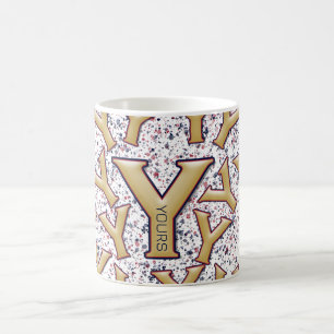 Mug Monogramme moderne kaki & marine bleu rouge Custom