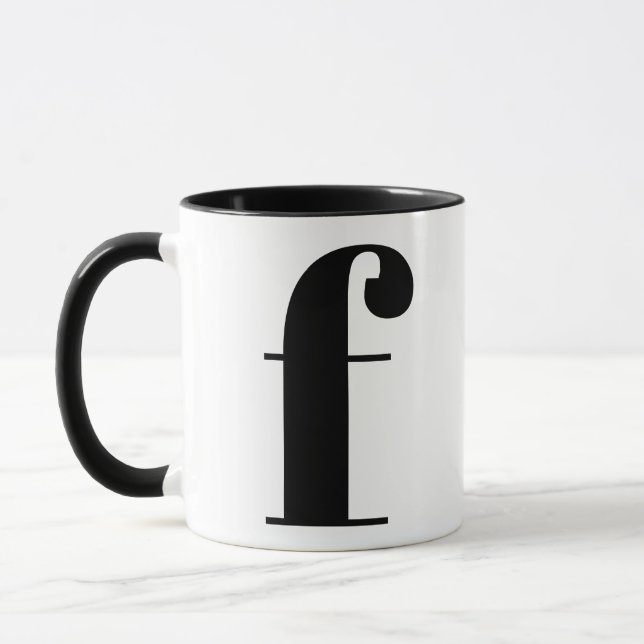 Mug Monogramme moderne Lettre initiale Noir et Blanc (Gauche)