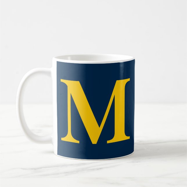 Mug Monogramme Moderne Lettre Initiale Simple (Gauche)