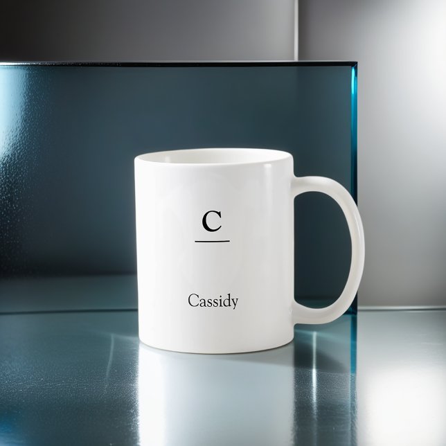 Mug Monogramme moderne minimaliste (Personalize this mug, add it to your cart, then enjoy it with a warm beverage.)
