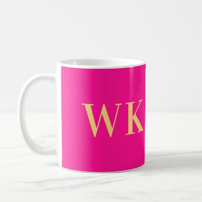 Mug Monogramme moderne minimaliste rose chaud (Gauche)