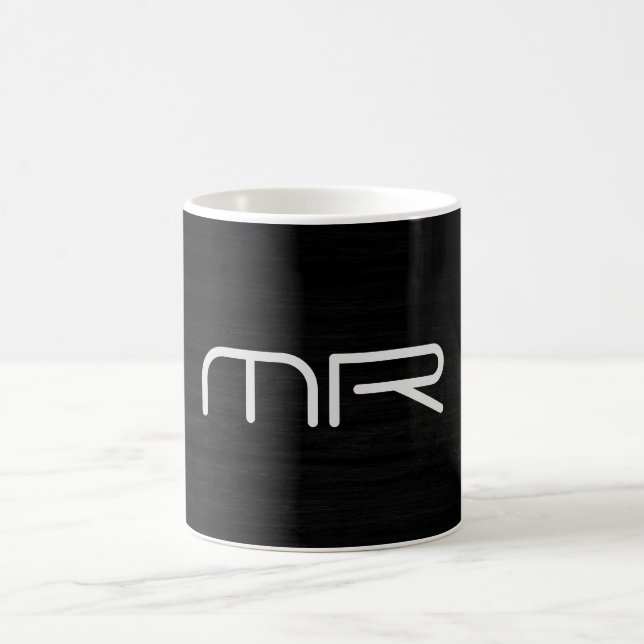 Mug Monogramme Moderne Noir Blanc Initiales de Nom (Centre)