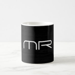 Mug Monogramme moderne Noir Blanc Nom Initiales