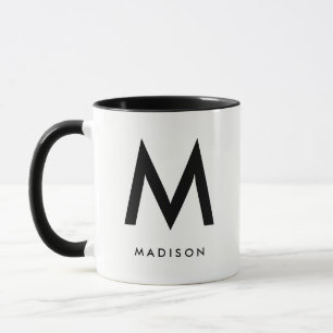 Mug Monogramme moderne   Noir et blanc