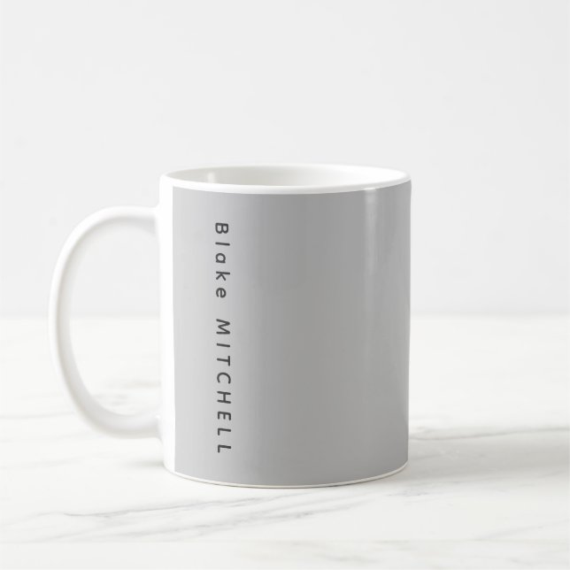 Mug Monogramme Moderne Nom Urbain Gris (Gauche)