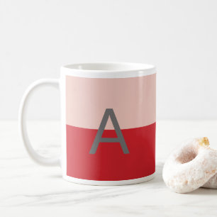 Mug Monogramme moderne simple rouge et rose