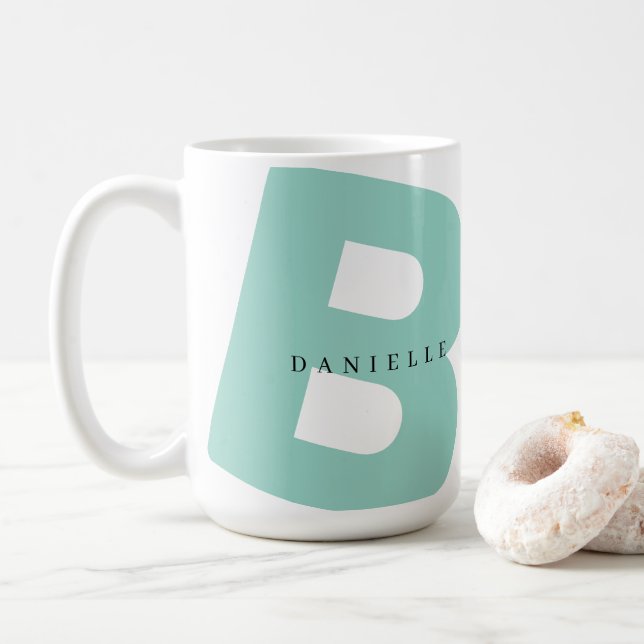 Mug Monogramme moderne surdimensionné Initiale et prén (Avec donut)