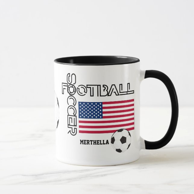 Mug Monogramme mondial de soccer Patriotic USA FLAG (Droite)