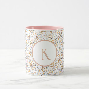 Mug Monogramme Motif à fleurs de printemps coloré