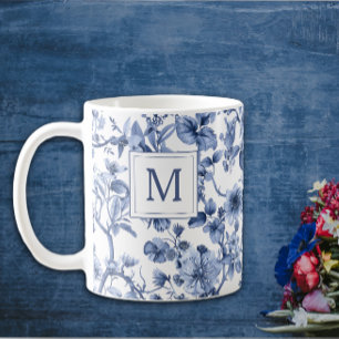 Mug Monogramme Motif bleu Chinoiserie Toile