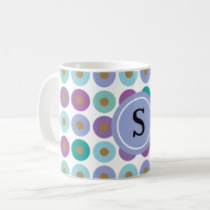 Mug Monogramme Motif de cercle coloré moderne