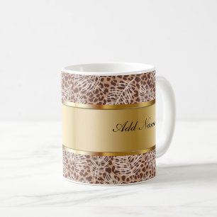 Mug Monogramme Motif de Leopard à café branché