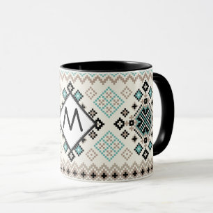 Mug Monogramme Motif de pointillés de croix nordique