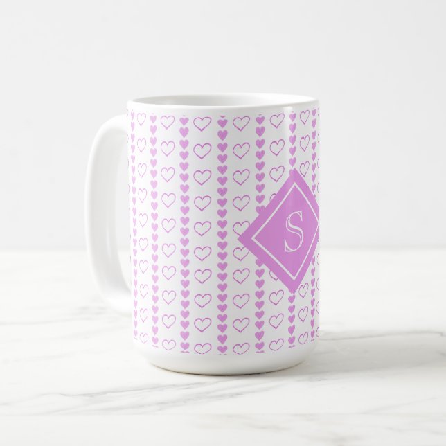Mug Monogramme Motif des rayures cardiaques du pays (Devant gauche)