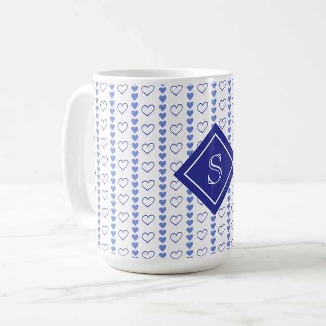 Mug Monogramme Motif des rayures cardiaques du pays (Devant gauche)