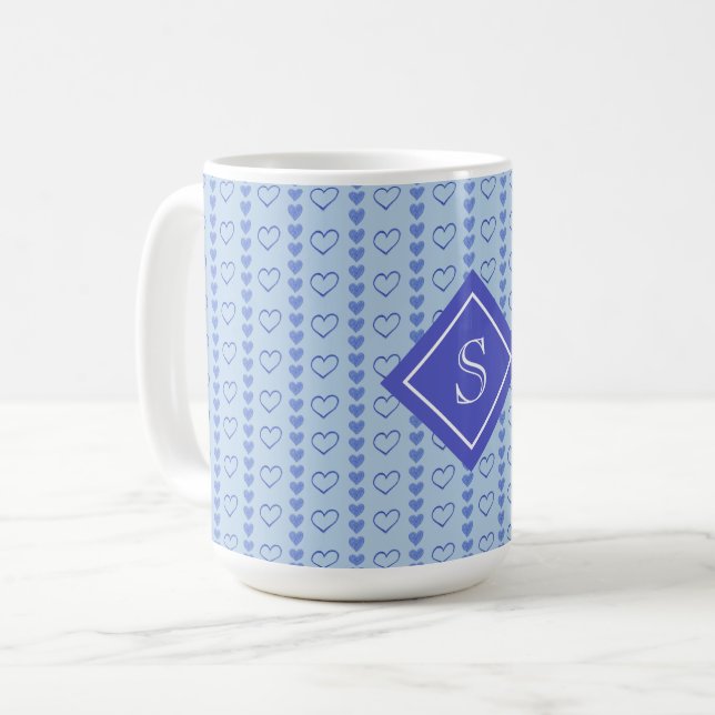 Mug Monogramme Motif des rayures cardiaques du pays (Devant gauche)