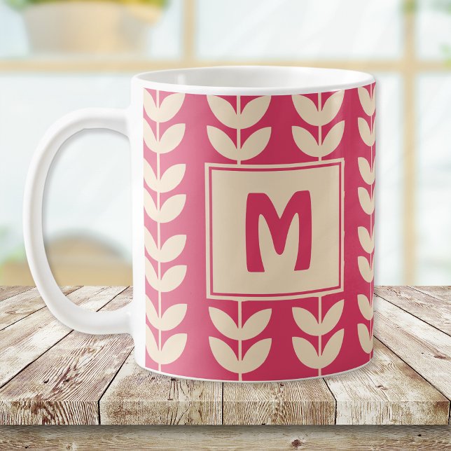 Mug Monogramme Motif Vibe Vibe Rose Personnalisé (Créateur téléchargé)