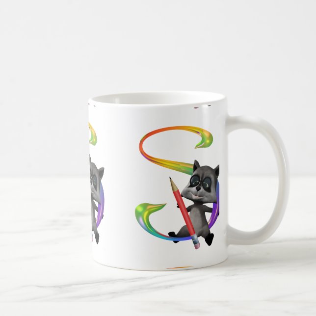 Mug Monogramme nerd mignon S de Raccon (Droite)