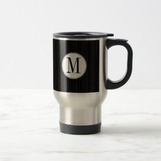 Mug monogramme noir à rayures