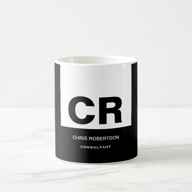Mug Monogramme noir blanc Créer cadeau personnalisé (Centre)
